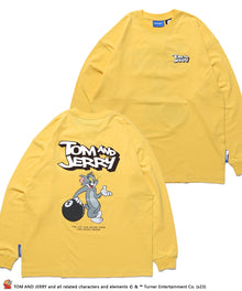 TOM and JERRY BALL  L/S TEE/ トムとジェリー ロンT ビックサイズ キャラクター バックプリント 8ボール イエロー