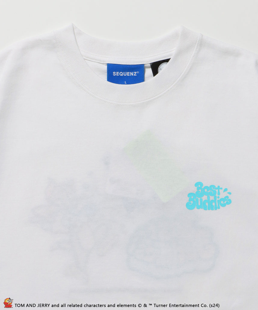 TJ SODA SHOT EMB. S/S TEE / 半袖Tシャツ クルーネック バックプリント 刺繍 TOM and JERRY ホワイト