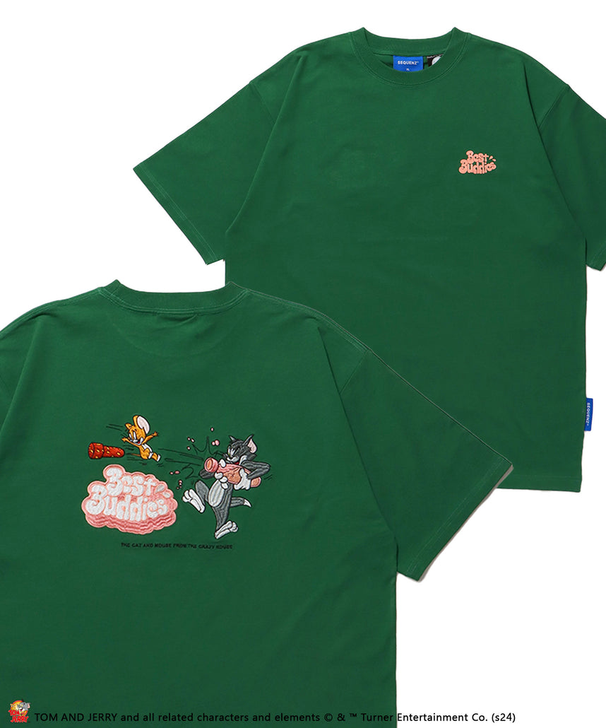 TJ SODA SHOT EMB. S/S TEE / 半袖Tシャツ クルーネック バックプリント 刺繍 TOM and JERRY グリーン