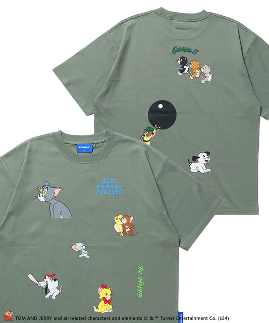 TJ BEST FRIEND S/S TEE / TOM and JERRY トムジェリ Tシャツ グラフィティ プリント 半袖 グリーン