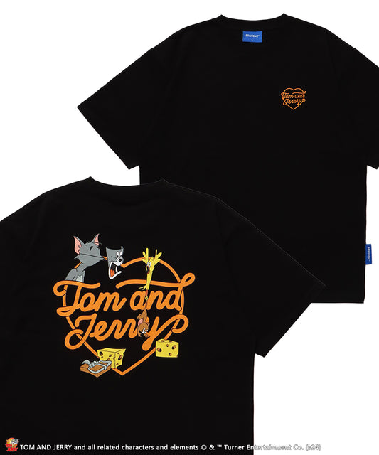 TJ HEART S/S TEE / TOM and JERRY トムジェリ Tシャツ ハートロゴ プリント 半袖 ブラック