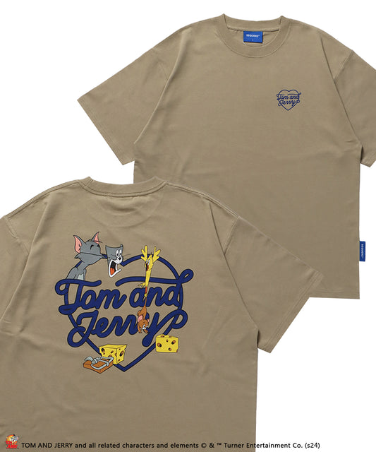 TJ HEART S/S TEE / TOM and JERRY トムジェリ Tシャツ ハートロゴ プリント 半袖 ベージュ