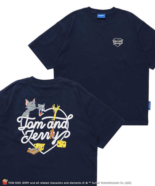 TJ HEART S/S TEE / TOM and JERRY トムジェリ Tシャツ ハートロゴ プリント 半袖 ダークネイビー
