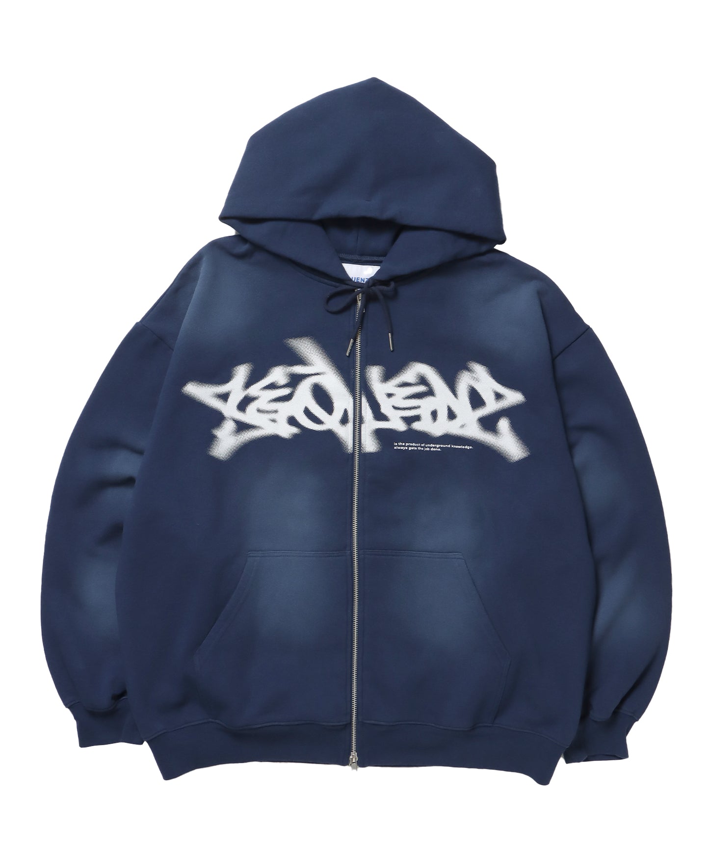 FADE ZIP P/K /フェード フルジップ オーバーサイズ ヴィンテージライク センターロゴ 裏起毛 ネイビー ≪SET UP着用可能≫
