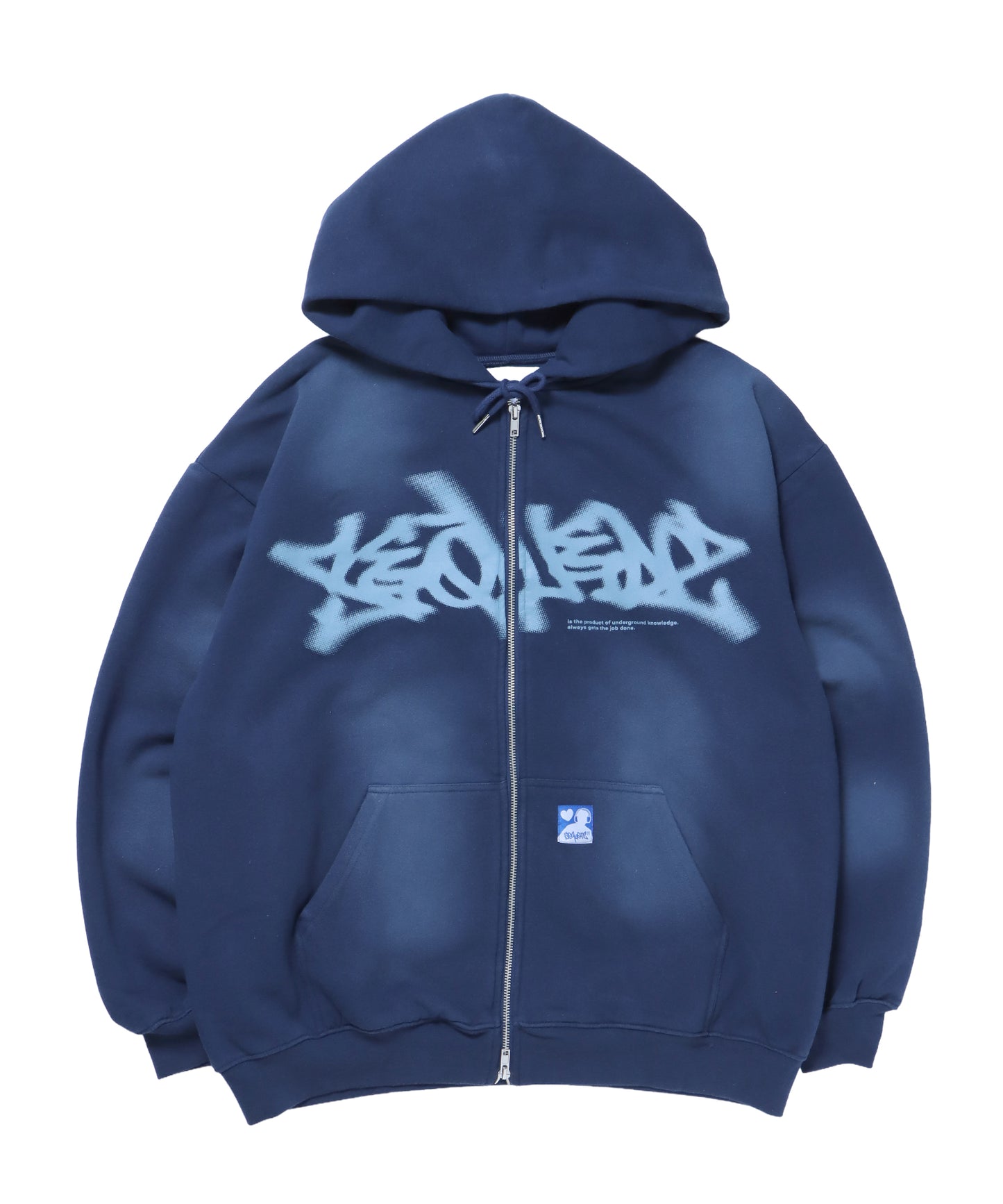 FADE ZIP P/K /フェード フルジップ オーバーサイズ ヴィンテージライク センターロゴ 裏起毛 ネイビー ≪SET UP着用可能≫