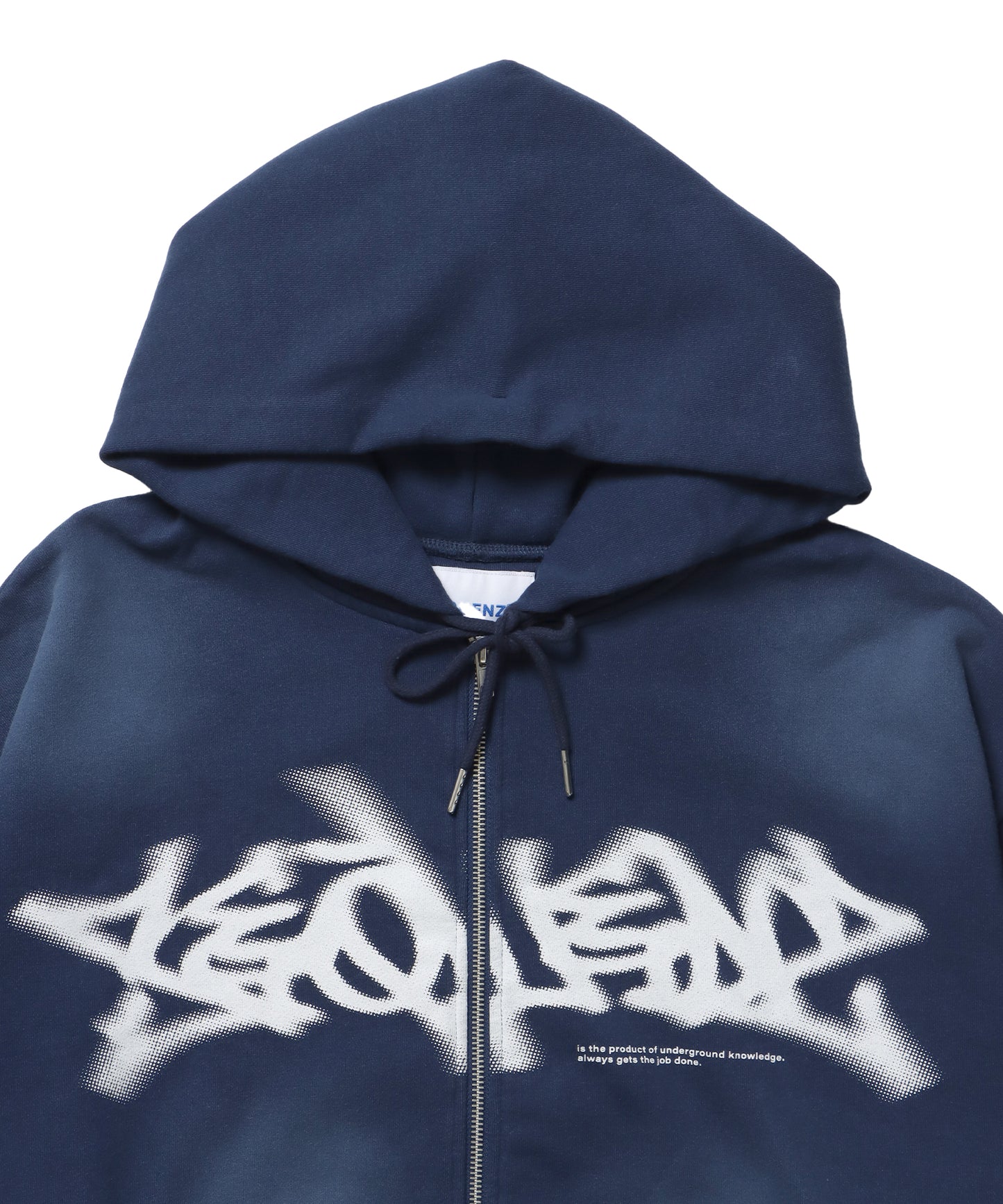 FADE ZIP P/K /フェード フルジップ オーバーサイズ ヴィンテージライク センターロゴ 裏起毛 ネイビー ≪SET UP着用可能≫