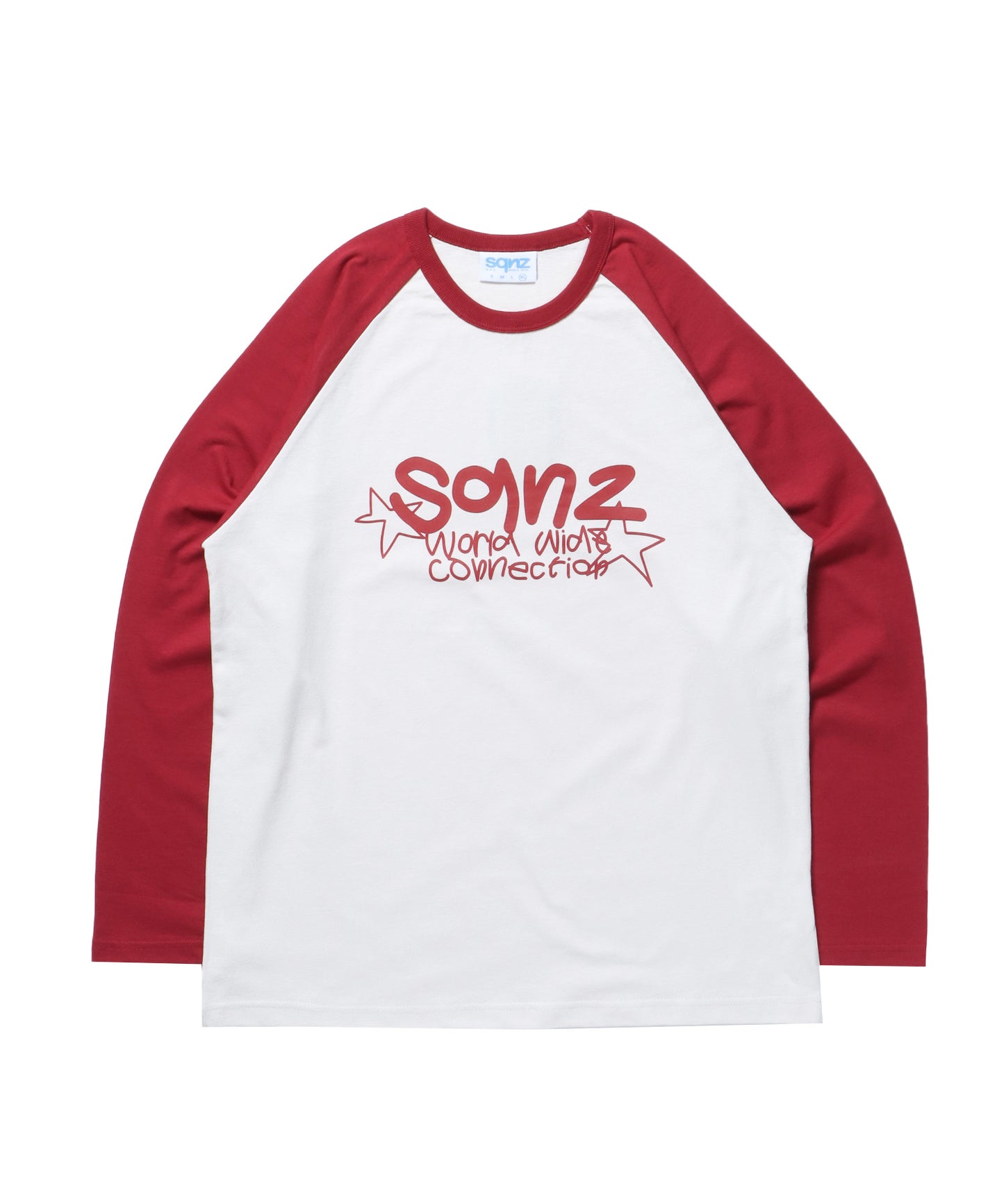 sqnz logo raglan L/S TEE / クルーネック 長袖 ラグラン オーバーサイズ レッド