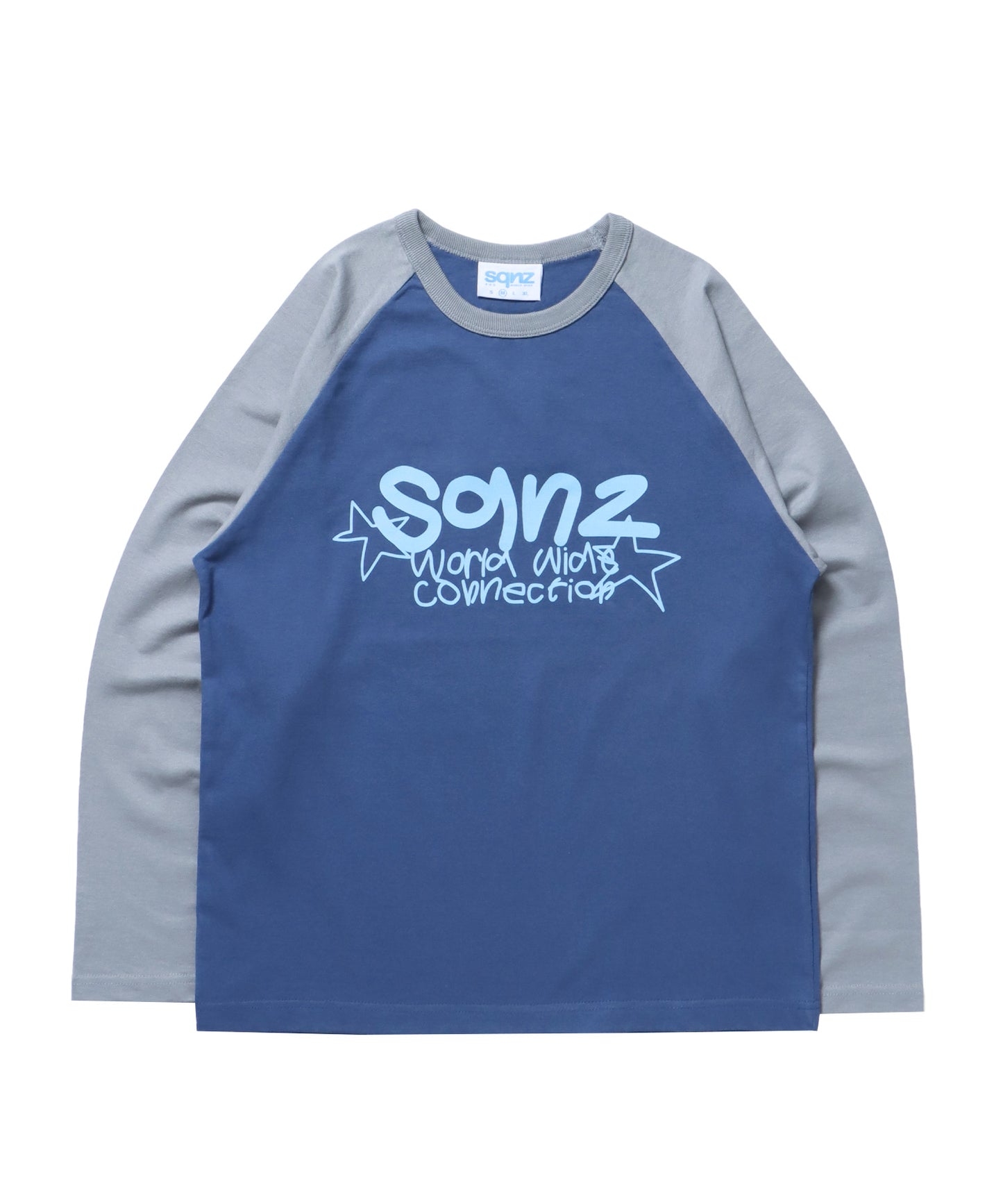 sqnz logo raglan L/S TEE / クルーネック 長袖 ラグラン オーバーサイズ ネイビー