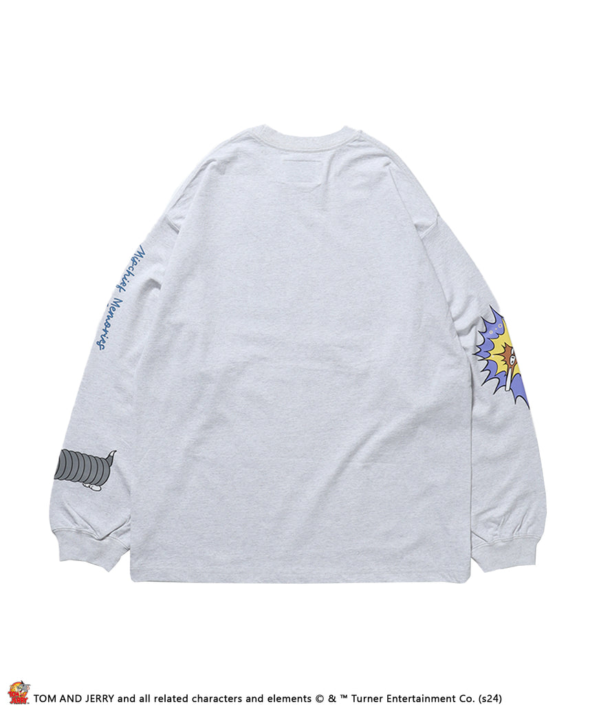 TJ COLLAGE L/S TEE / トムジェリ コラージュ ストリート 長袖シャツ ビックシルエット アッシュグレー