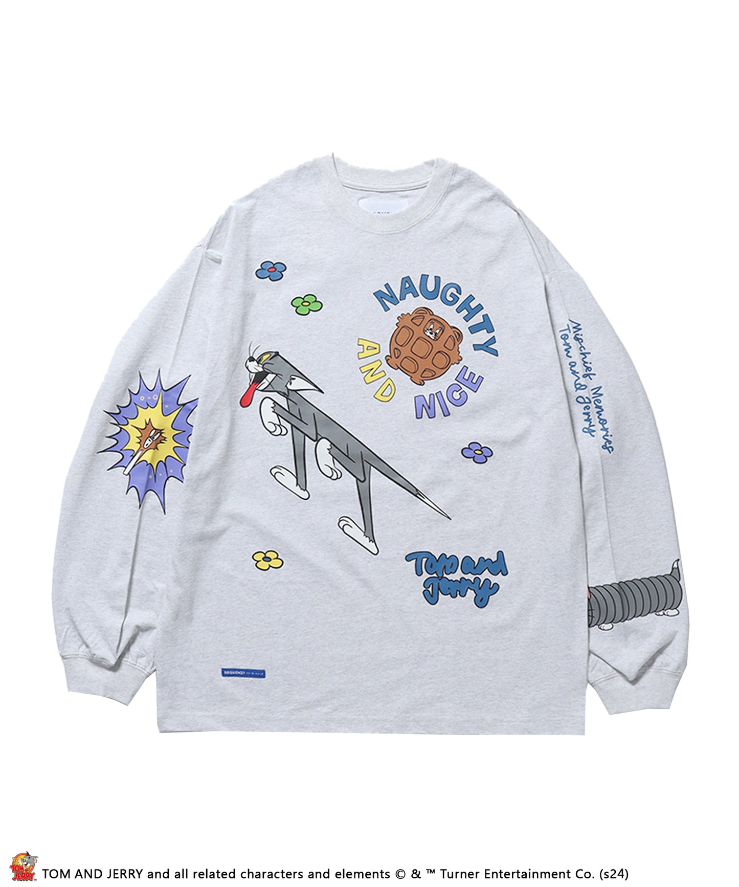 【SEQUENZ（シークエンズ）】TJ COLLAGE L/S TEE / トムジェリ コラージュ ストリート 長袖シャツ ビックシルエット アッシュグレー