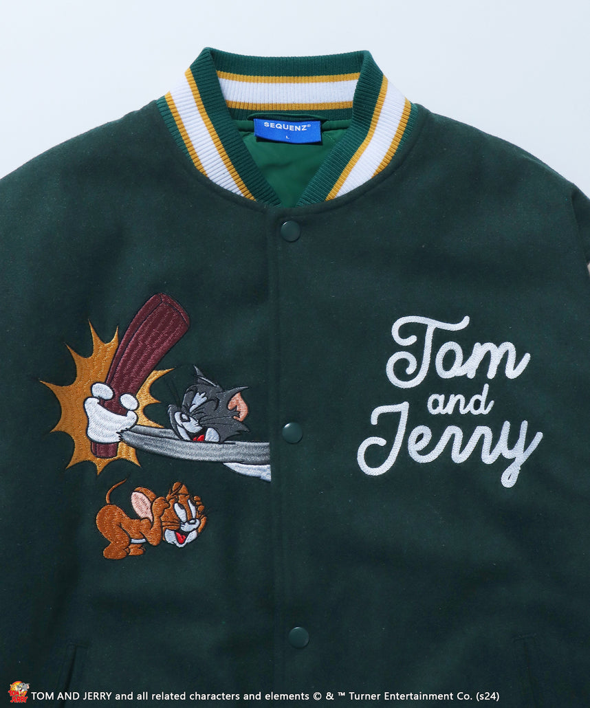 TJ STADIUM JACKET / TOM ＆ JERRY トムジェリ 刺繍 ジャケット オーバーサイズ グリーン