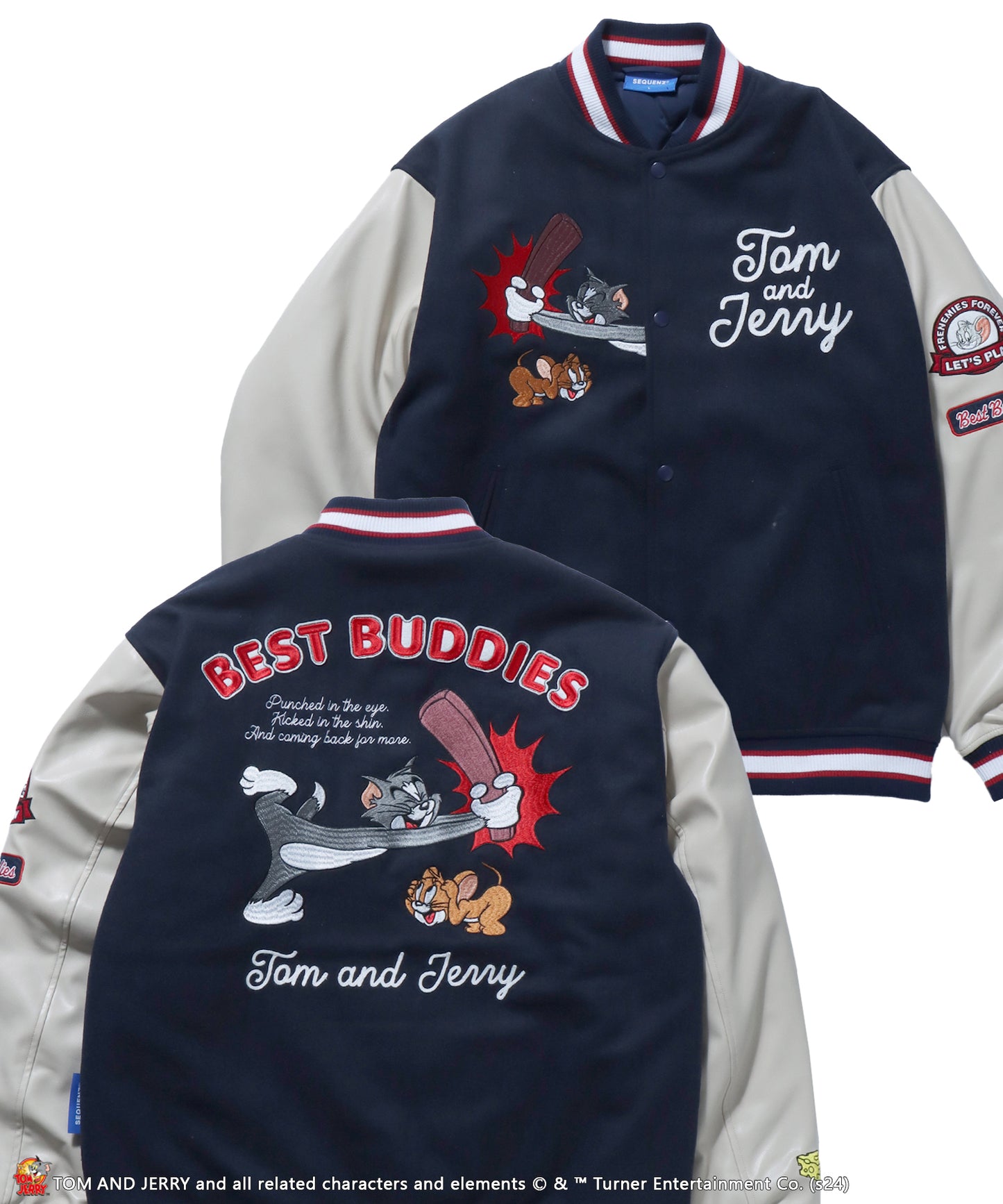 TJ STADIUM JACKET /TOM ＆ JERRY トムジェリ 刺繍 ジャケット オーバーサイズ ネイビー