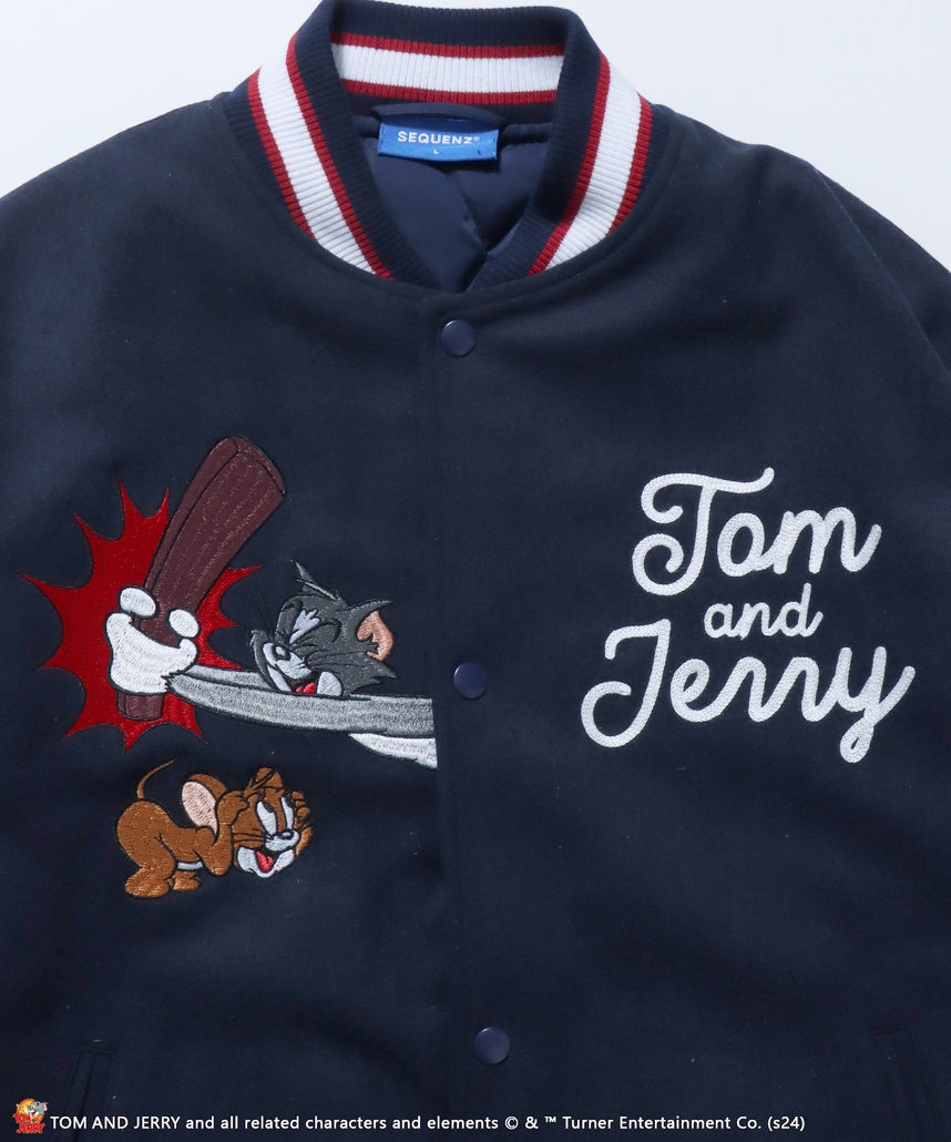 TJ STADIUM JACKET /TOM ＆ JERRY トムジェリ 刺繍 ジャケット オーバーサイズ ネイビー