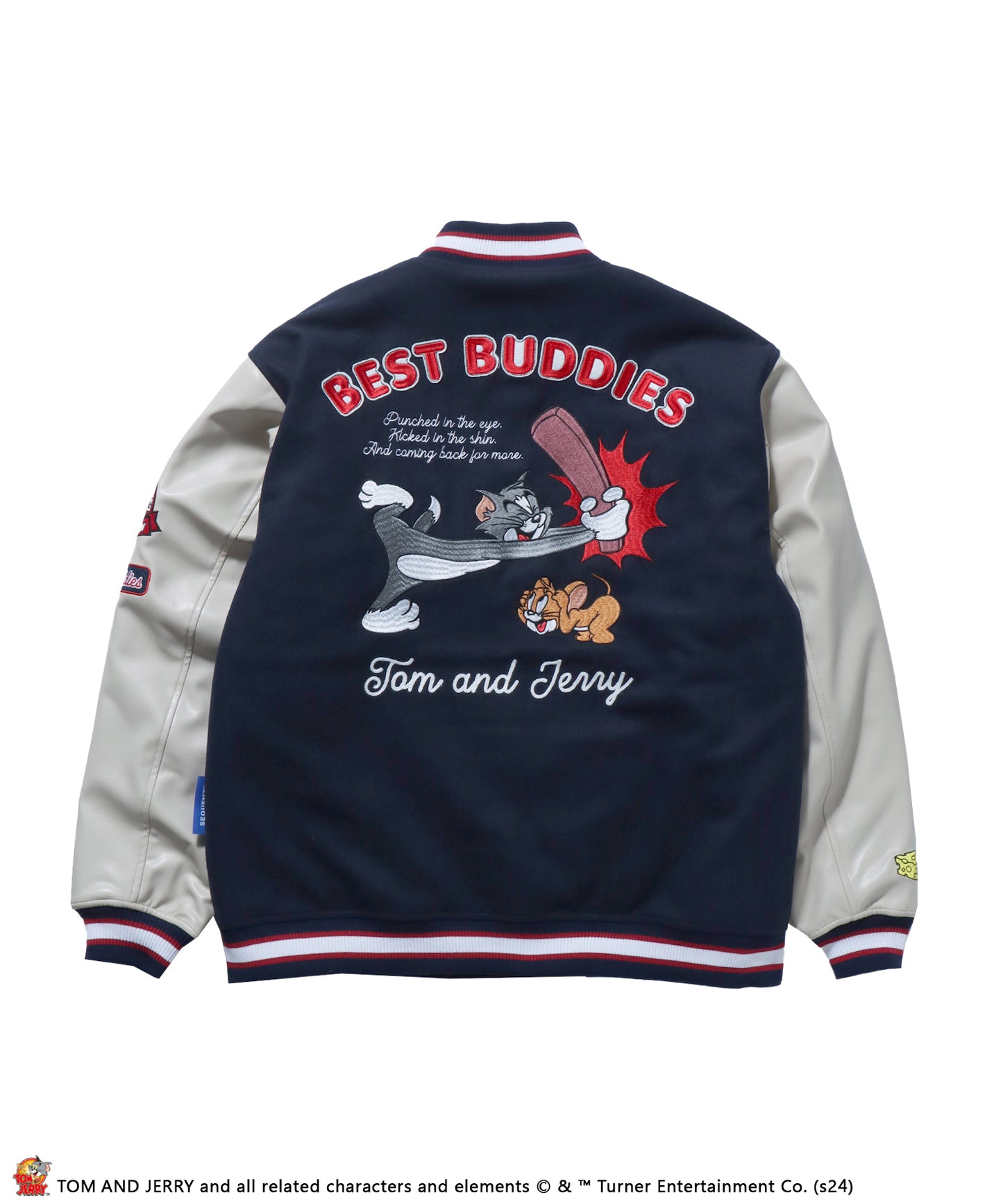 TJ STADIUM JACKET /TOM ＆ JERRY トムジェリ 刺繍 ジャケット オーバーサイズ ネイビー