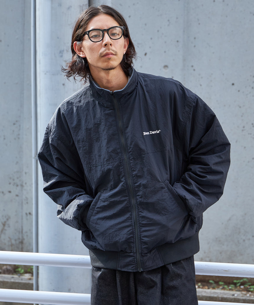 RV SHELLED FLEECE JACKET / シティガール シティボーイ リバーシブル ブロークコア ジップ シンプル ブラック