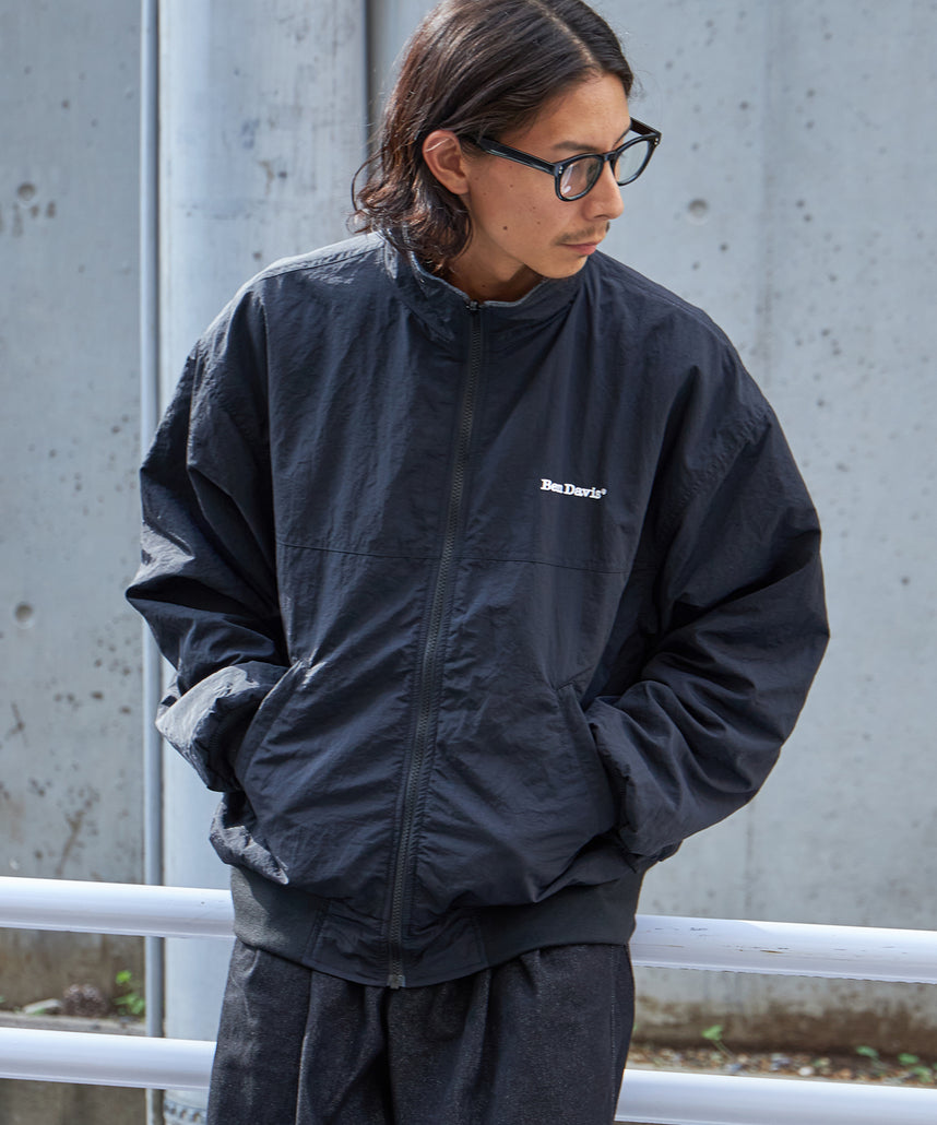 RV SHELLED FLEECE JACKET / シティガール シティボーイ リバーシブル ブロークコア ジップ シンプル ブラック