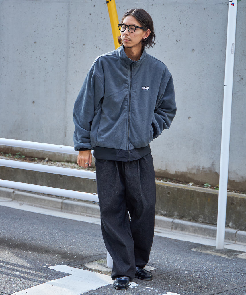 RV SHELLED FLEECE JACKET / シティガール シティボーイ リバーシブル ブロークコア ジップ シンプル ブラック