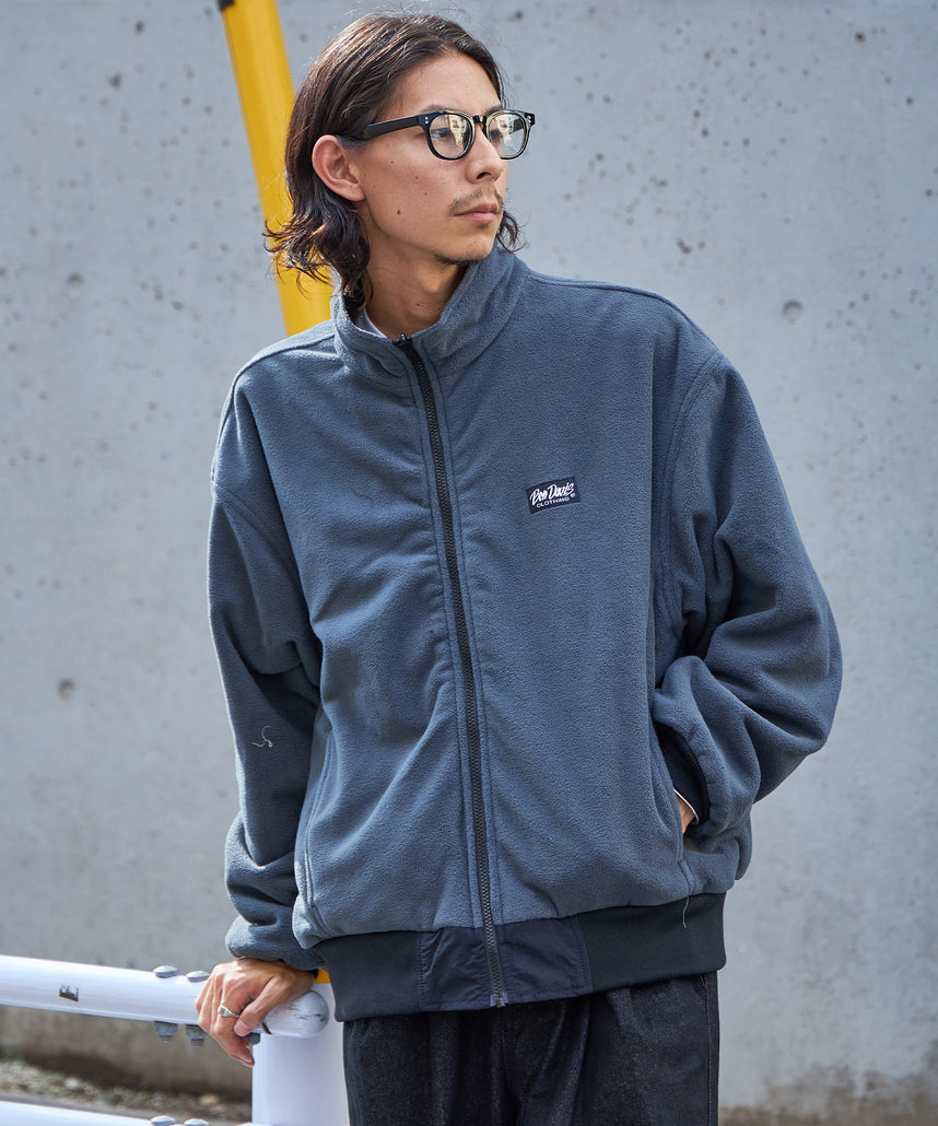 RV SHELLED FLEECE JACKET / シティガール シティボーイ リバーシブル ブロークコア ジップ シンプル ブラック