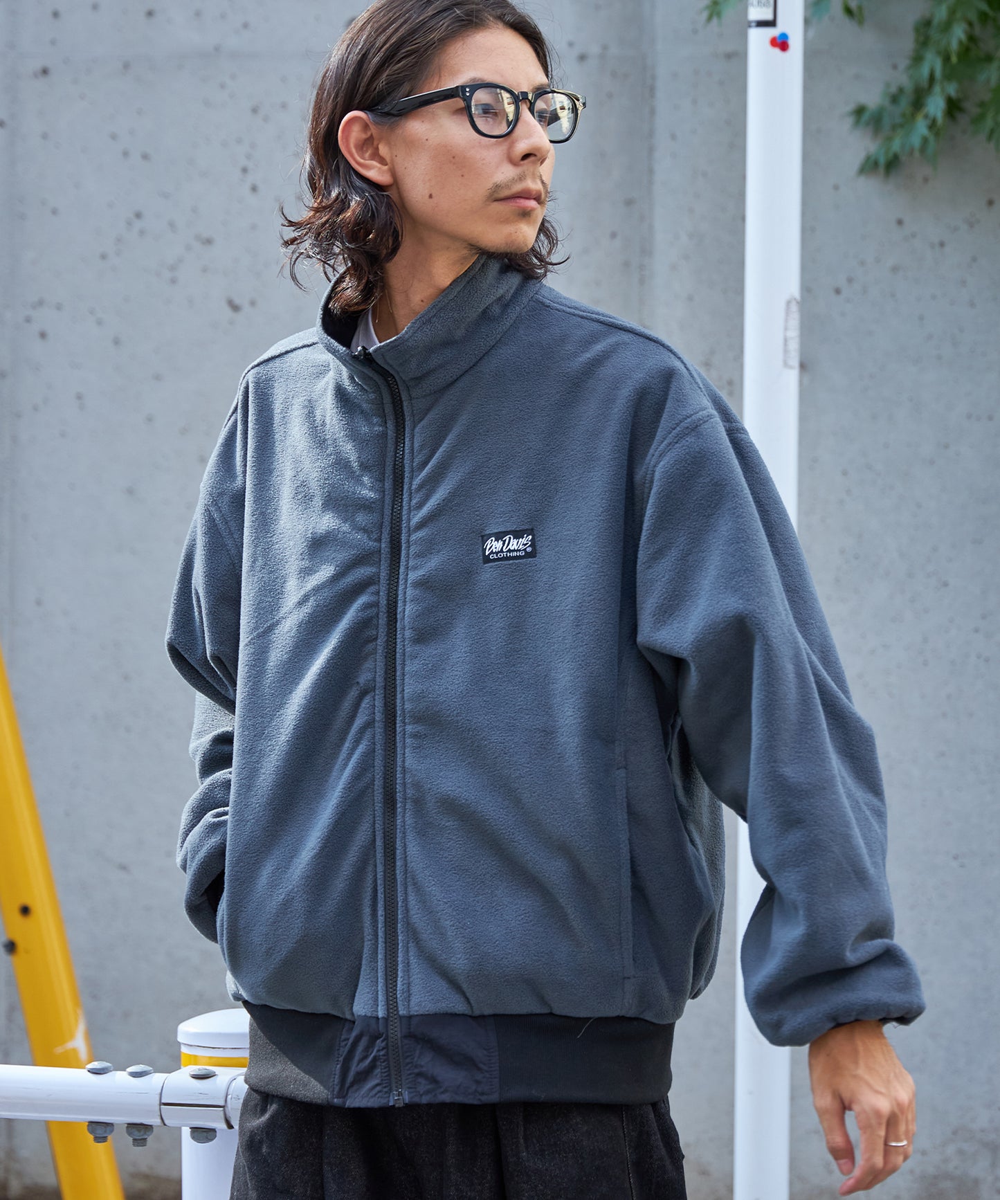 RV SHELLED FLEECE JACKET / シティガール シティボーイ リバーシブル ブロークコア ジップ シンプル ブラック