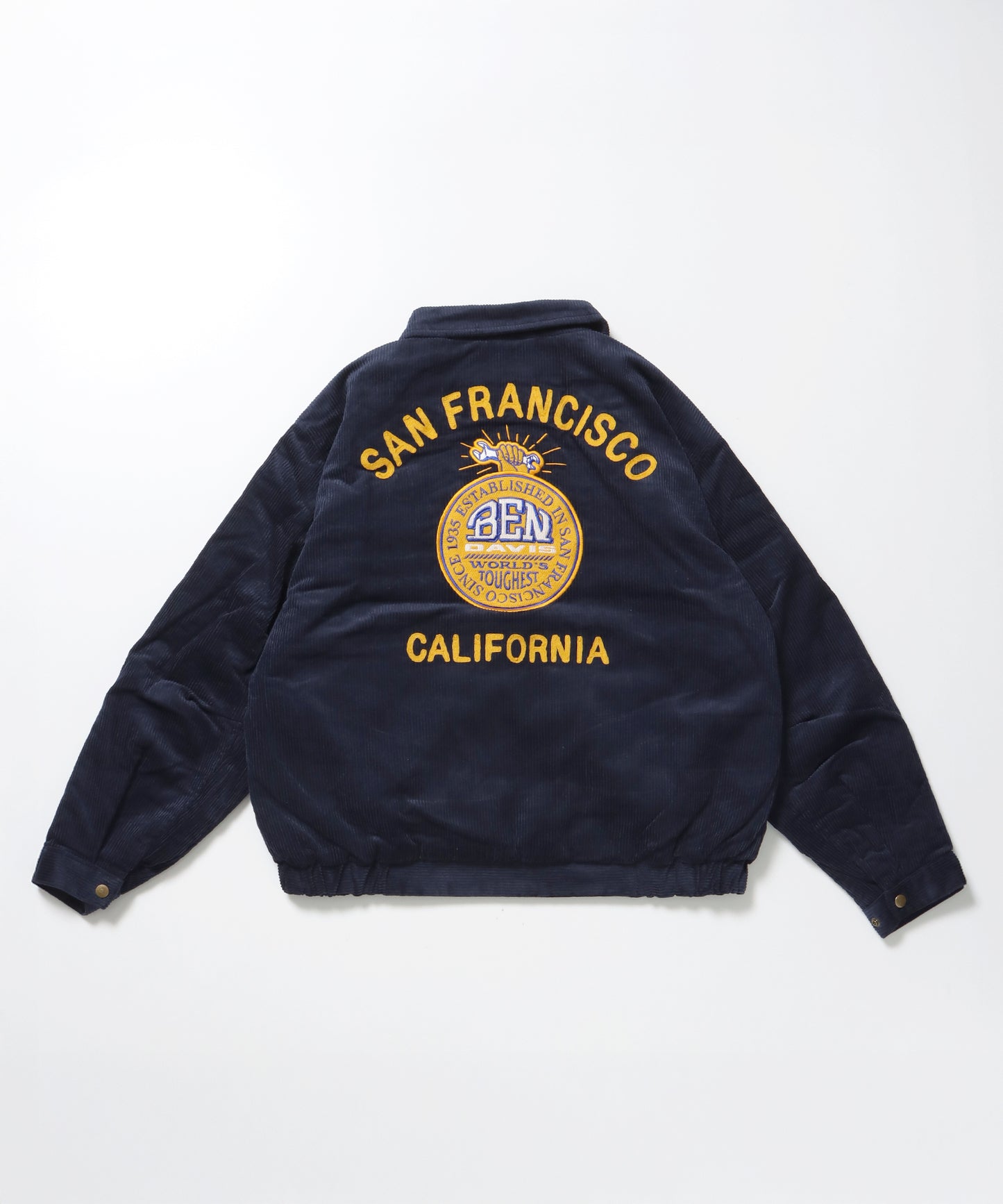 REMOVAL BOA COLLAR CORD JACKET /ジャケット ボア 刺繍 ワッペン スイングトップ ネイビー