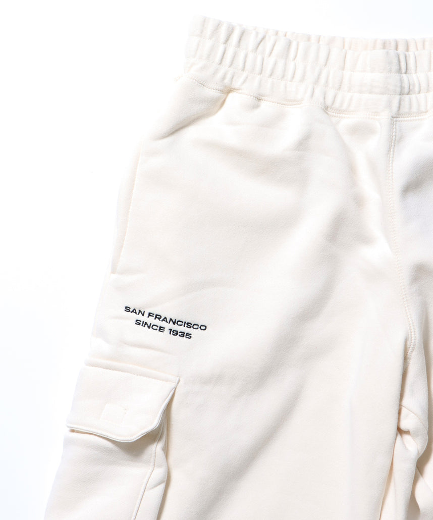 CARGO POCKET SWEATPANTS / ワイドシルエット ドローコード 刺繍 シティガール シティボーイ 裏起毛 オフホワイト