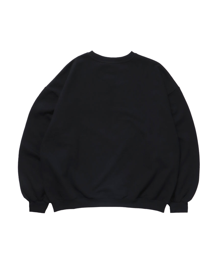 SQNZ FRUITS C/N SWEAT / オーバーサイズ 裏起毛 スウェット プルオーバー クルーネック ブラック