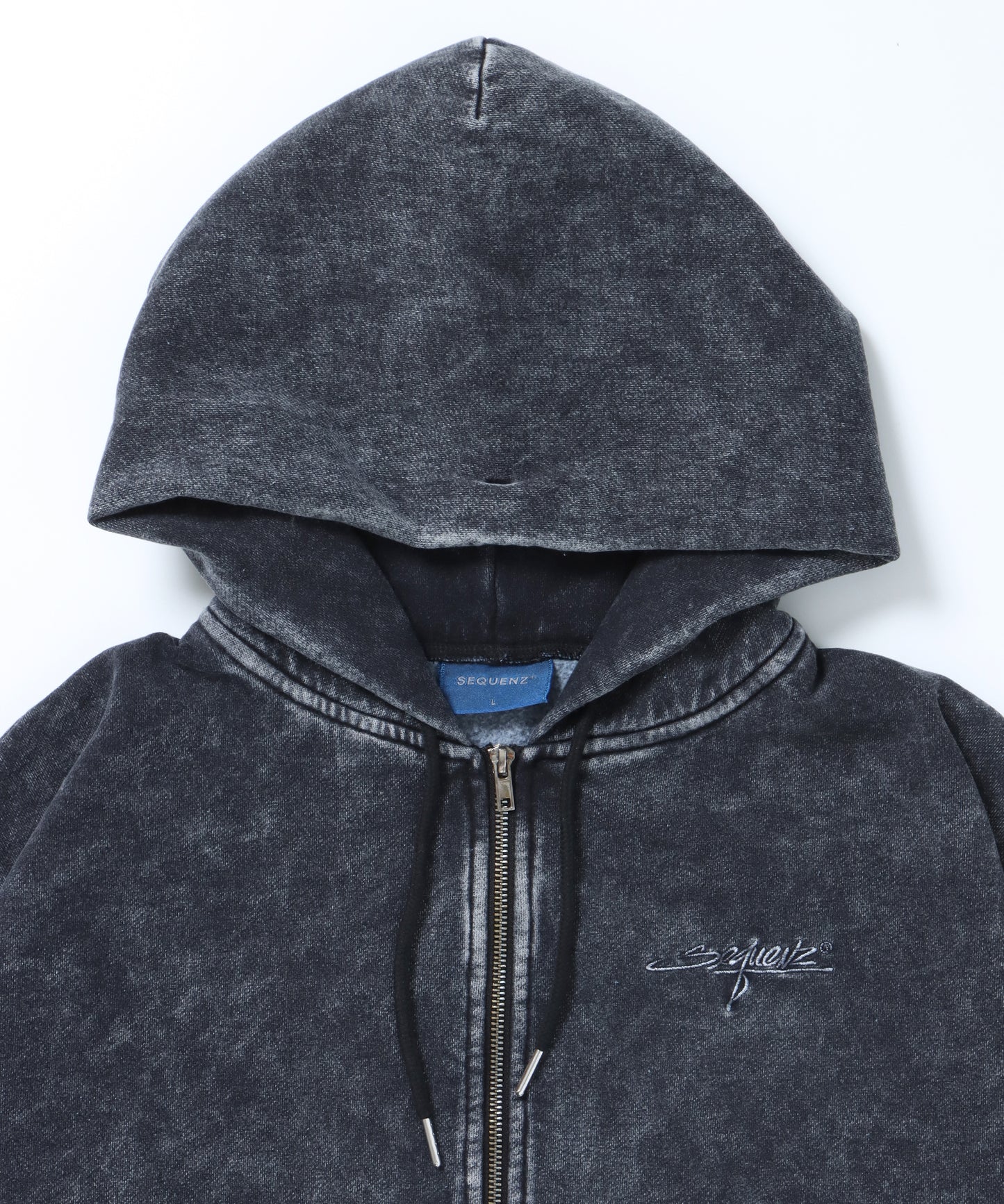 LOGO MOTIF WASHED ZIP P/K / ジップパーカー オーバーサイズ 裏起毛 ヴィンテージライク ブラック ≪SET UP着用可能≫