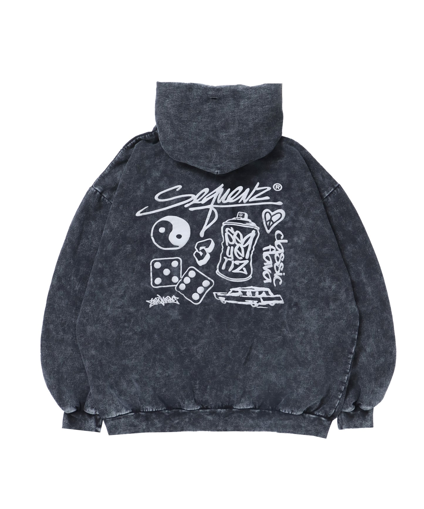 LOGO MOTIF WASHED ZIP P/K / ジップパーカー オーバーサイズ 裏起毛 ヴィンテージライク ブラック ≪SET UP着用可能≫