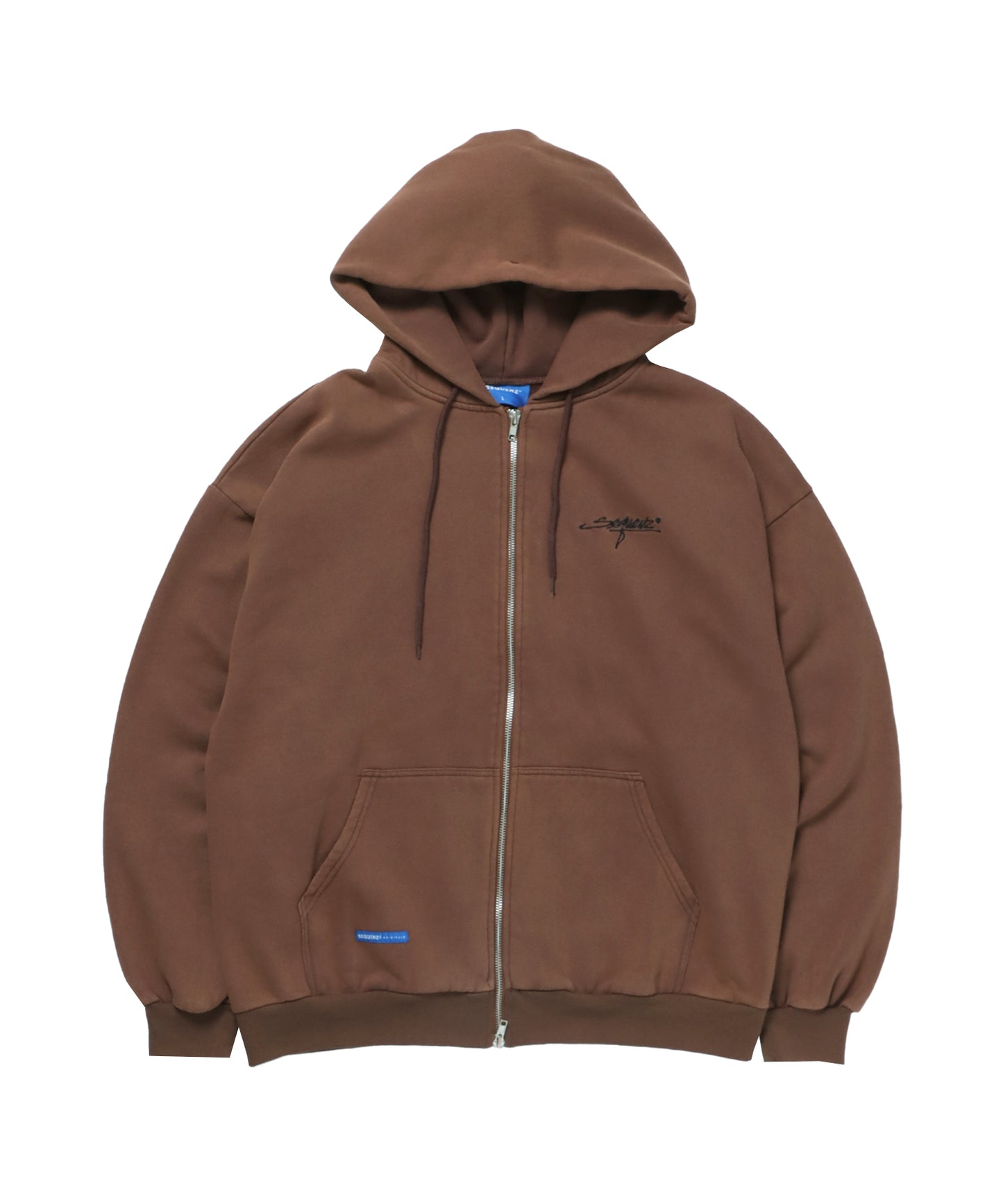 LOGO MOTIF WASHED ZIP P/K / ジップパーカー オーバーサイズ 裏起毛 ヴィンテージライク ダークブラウン ≪SET UP着用可能≫