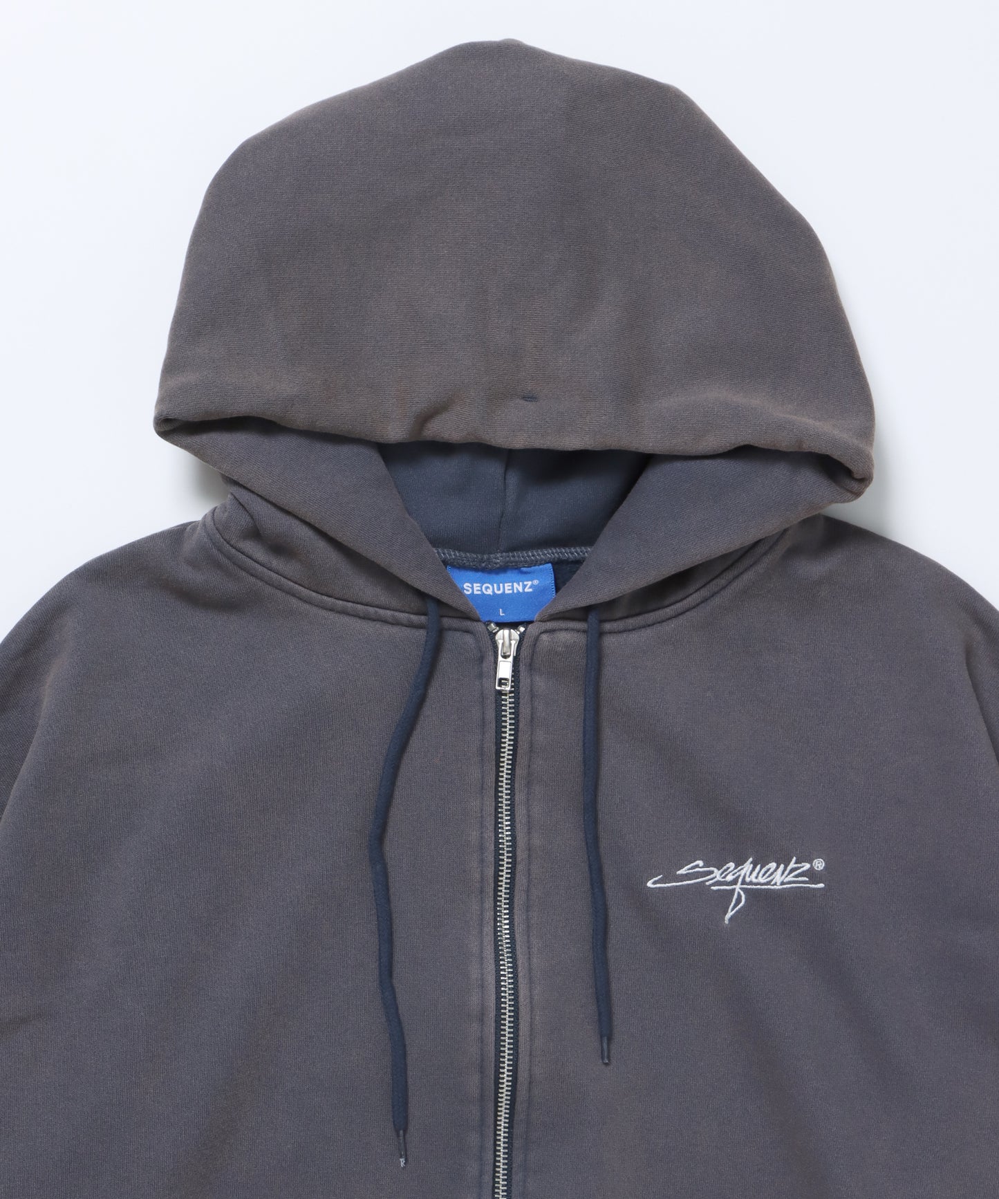 LOGO MOTIF WASHED ZIP P/K / ジップパーカー オーバーサイズ 裏起毛 ヴィンテージライク ネイビー