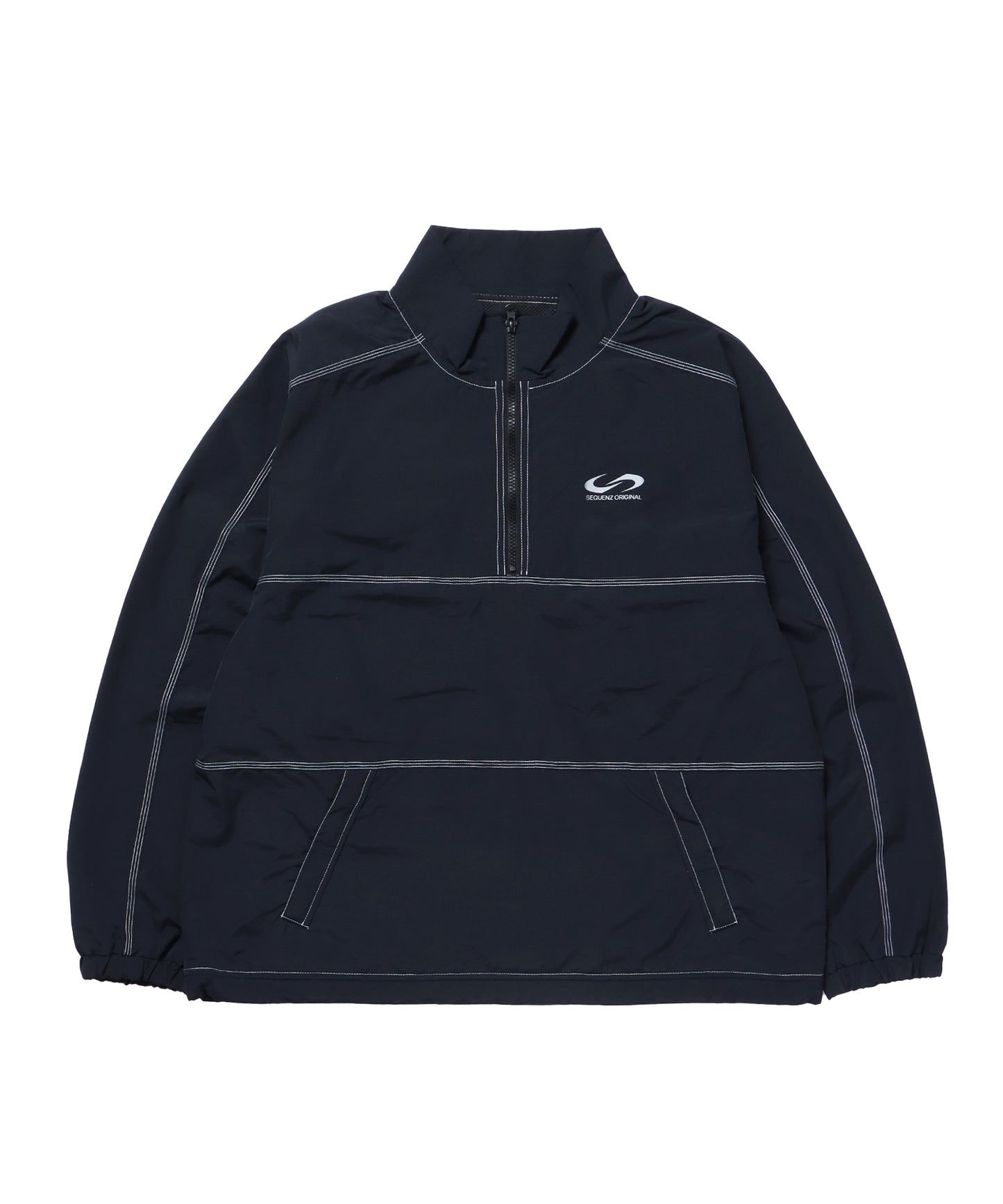 SQNZ SPORTS NYLON HZIP JACKET / ジャケット ハーフジップ ドローコード ワイドシルエット 【セットアップ対応】 ブラック