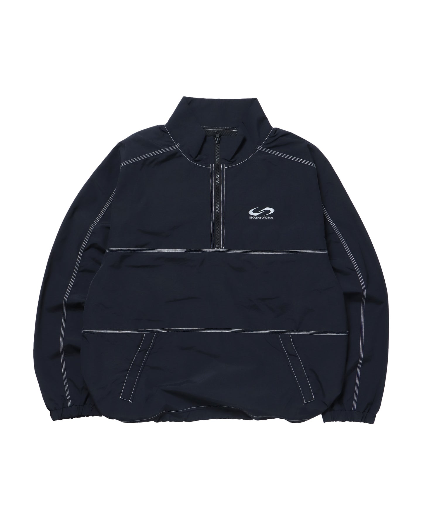 SQNZ SPORTS NYLON HZIP JACKET / ジャケット ハーフジップ ドローコード ワイドシルエット 【セットアップ対応】 ブラック