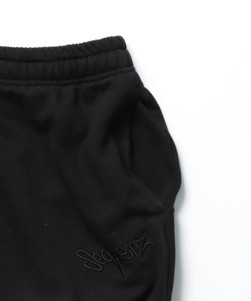 LOGO APPLIQUE SWEAT PANTS / スウェット オーバーサイズ ヴィンテージライク 裏起毛 ブラック