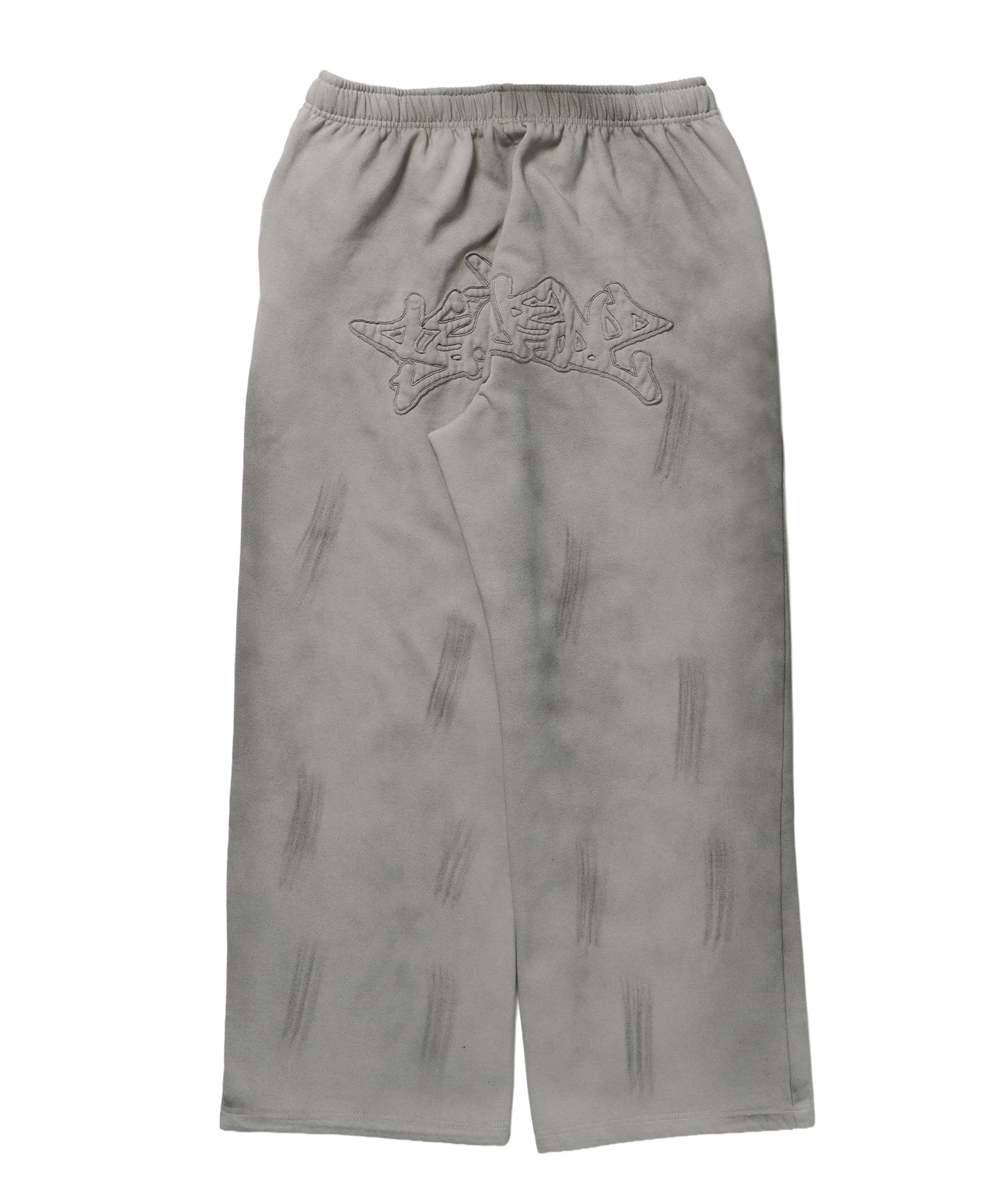LOGO APPLIQUE SWEAT PANTS / フェード スウェット オーバーサイズ ヴィンテージライク 裏起毛 ライトグレー