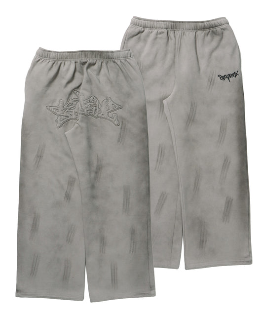 LOGO APPLIQUE SWEAT PANTS / フェード スウェット オーバーサイズ ヴィンテージライク 裏起毛 ライトグレー