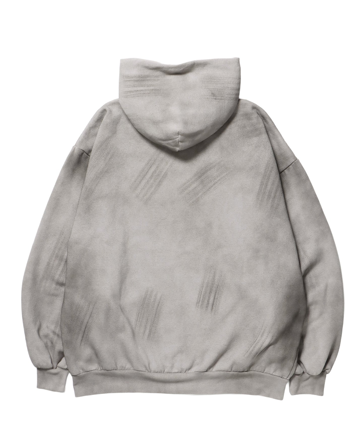 LOGO APPLIQUE ZIP HOODIE / フェード フルジップ オーバーサイズ ヴィンテージライク センターロゴ 裏起毛 ライトグレー ≪SET UP着用可能≫