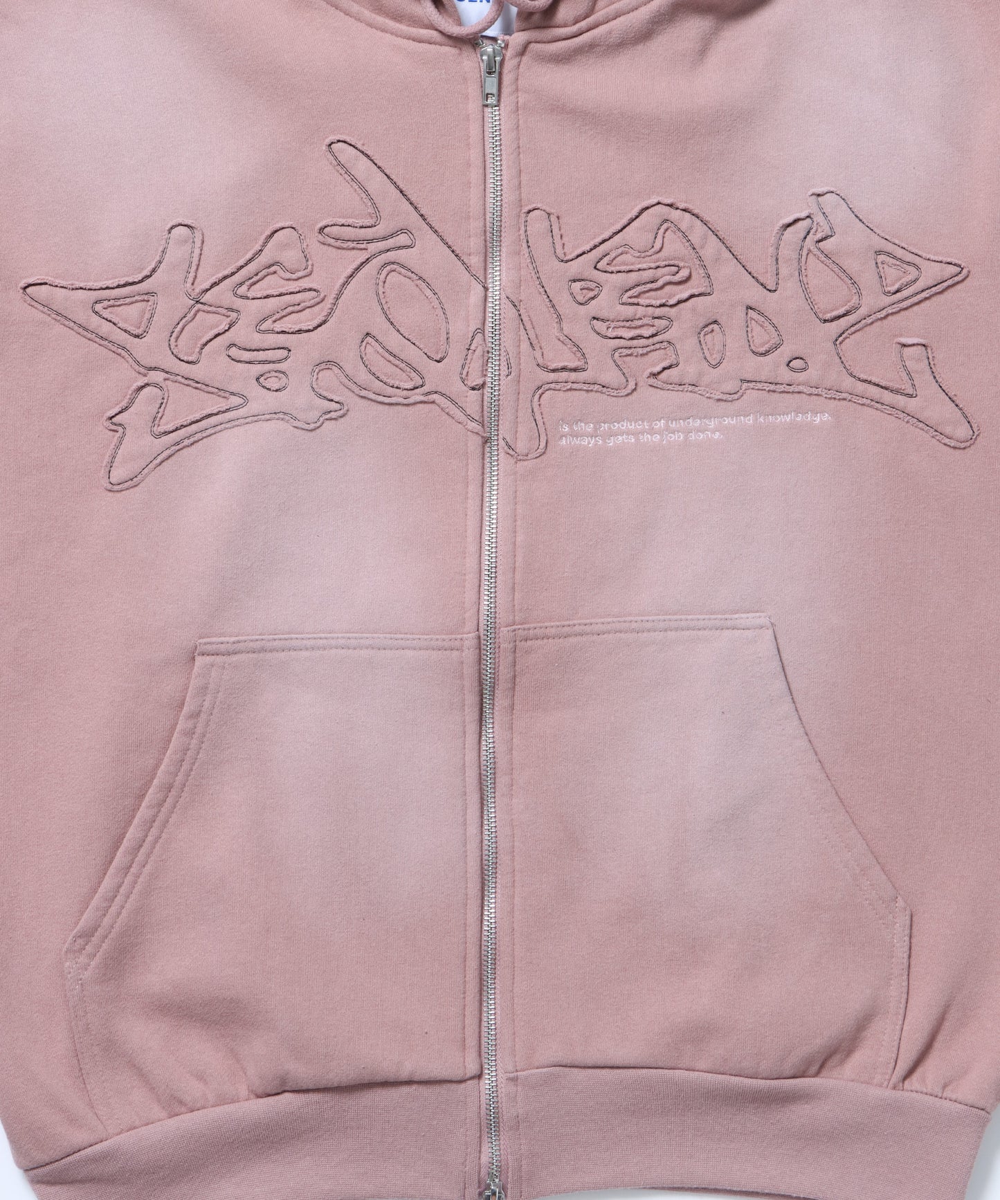 LOGO APPLIQUE ZIP HOODIE / フルジップ オーバーサイズ ヴィンテージライク センターロゴ 裏起毛 ピンク ≪SET UP着用可能≫