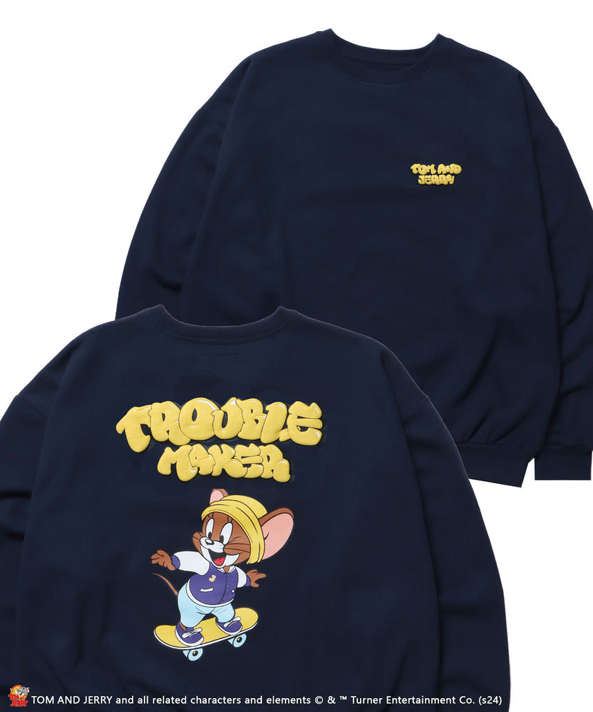 TJ BUBBLE LOGO C/N SWEAT / プルオーバー スウェット クルーネック 裏起毛 ネイビー