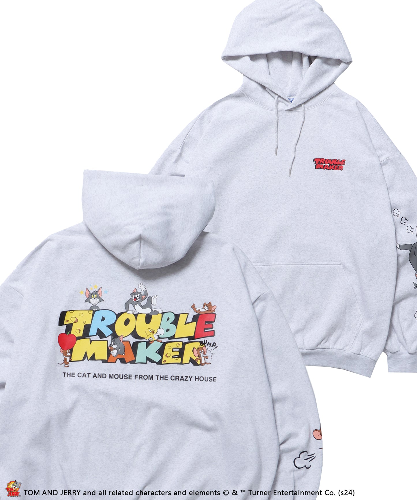 TJ TROUBLE MAKER P/K / パーカー オーバーサイズ 裏起毛 スウェット プルパーカー アッシュグレー