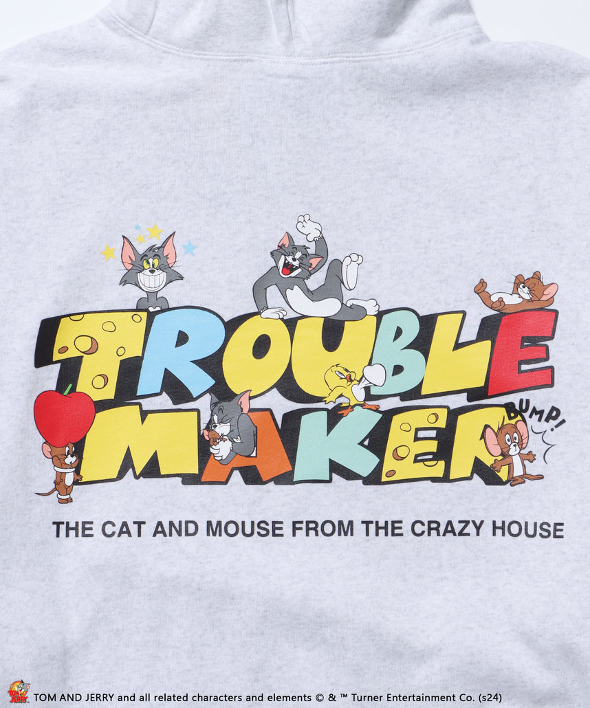 TJ TROUBLE MAKER P/K / パーカー オーバーサイズ 裏起毛 スウェット プルパーカー アッシュグレー