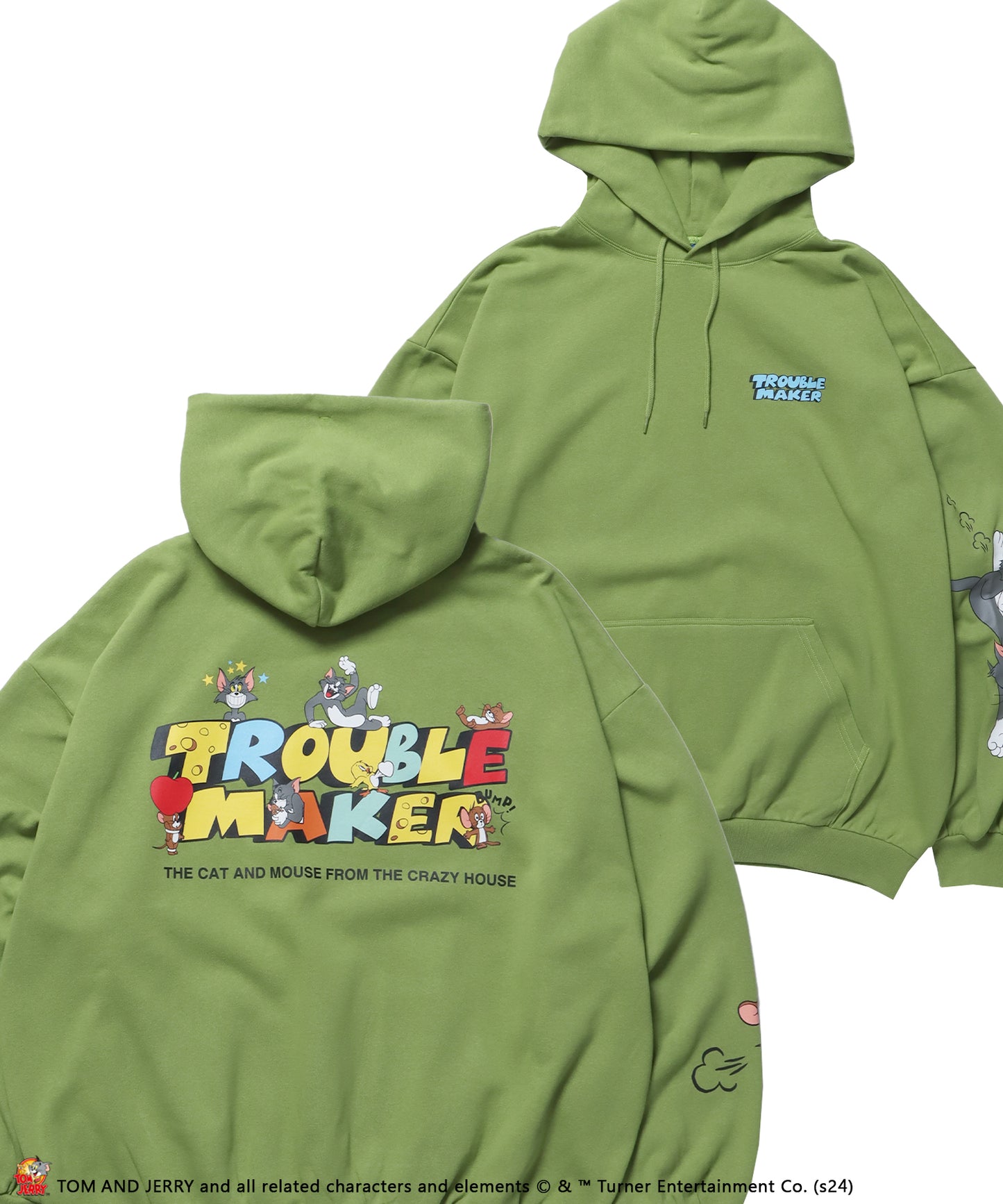 TJ TROUBLE MAKER P/K / パーカー オーバーサイズ 裏起毛 スウェット プルパーカー グリーン