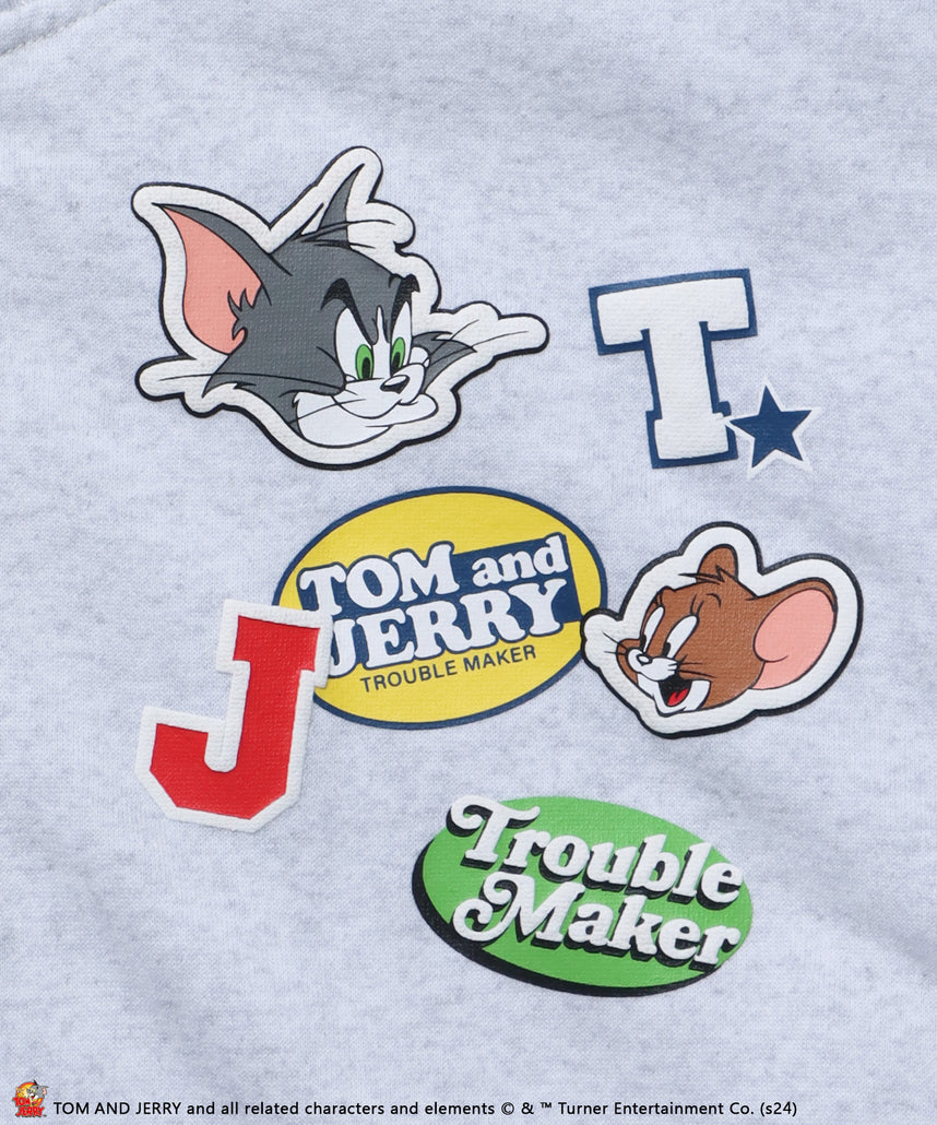 TJ STICKER HZIP SWEAT / オーバーサイズ 裏起毛 スウェット ハーフジップ クルーネック アッシュグレー