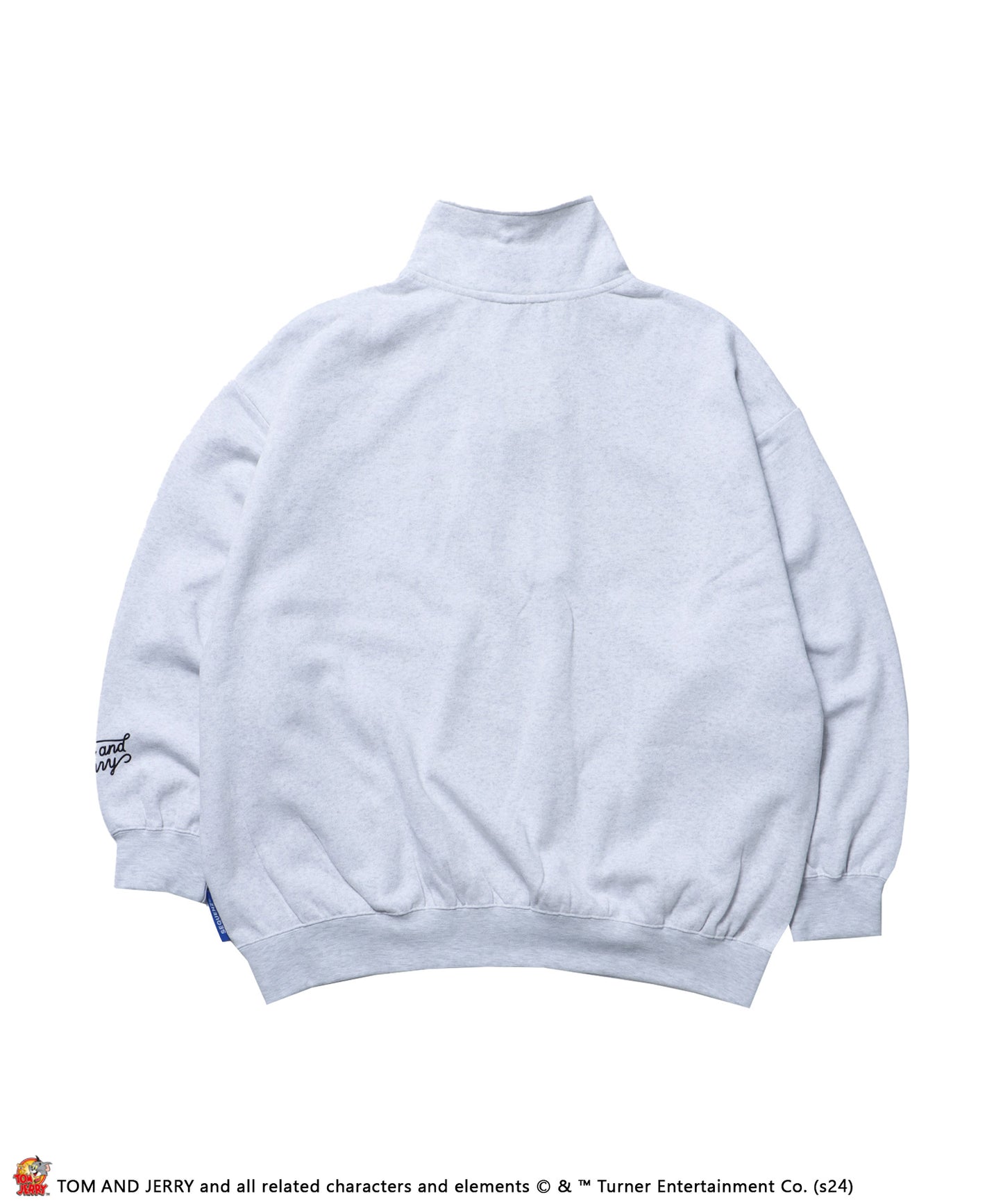 TJ STICKER HZIP SWEAT / オーバーサイズ 裏起毛 スウェット ハーフジップ クルーネック アッシュグレー