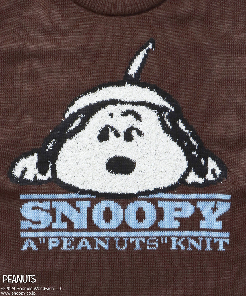 TP SNOOPY FACE KNIT / スヌーピー オーバーサイズ ニット プルオーバー クルーネック ダークブラウン