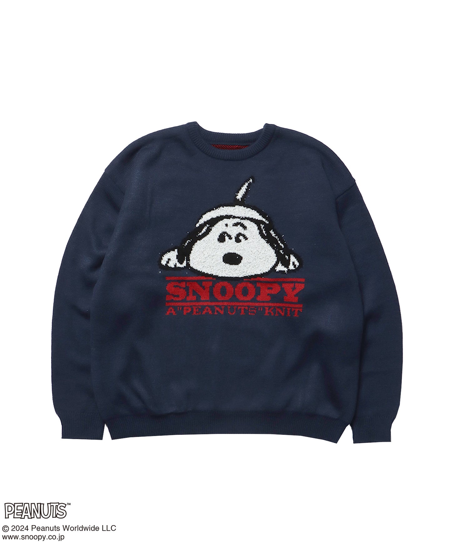 TP SNOOPY FACE KNIT / スヌーピー オーバーサイズ ニット プルオーバー クルーネック ネイビー