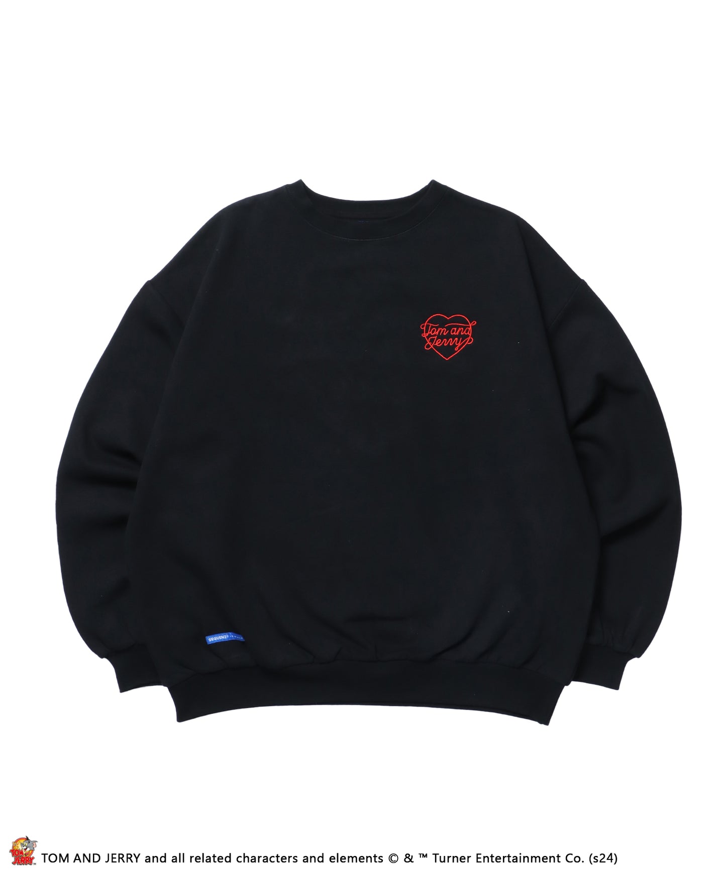 TJ HEART C/N SWEAT / トムとジェリー オーバーサイズ 裏起毛 スウェット クルーネック ブラック