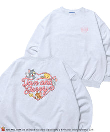 TJ HEART C/N SWEAT / トムとジェリー オーバーサイズ 裏起毛 スウェット クルーネック アッシュグレー