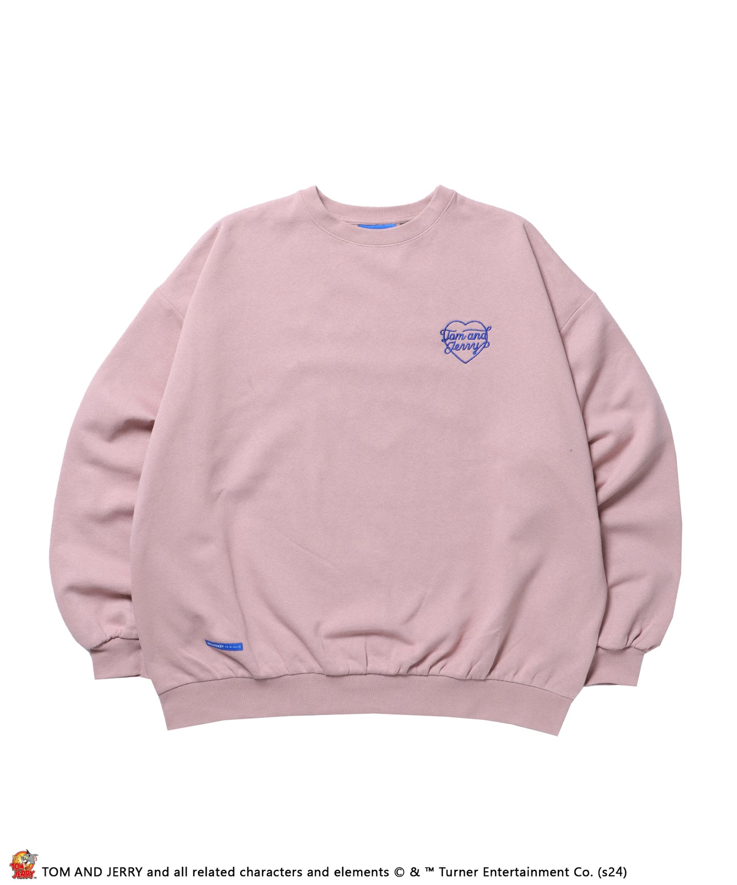 TJ HEART C/N SWEAT / トムとジェリー オーバーサイズ 裏起毛 スウェット クルーネック ピンク