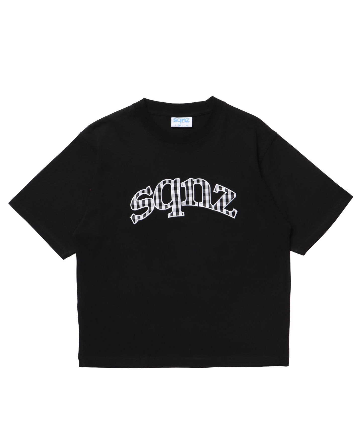 ※WEB限定 / ギンガムチェックワッペン半袖T / sqnz gingham applique tee ブラック