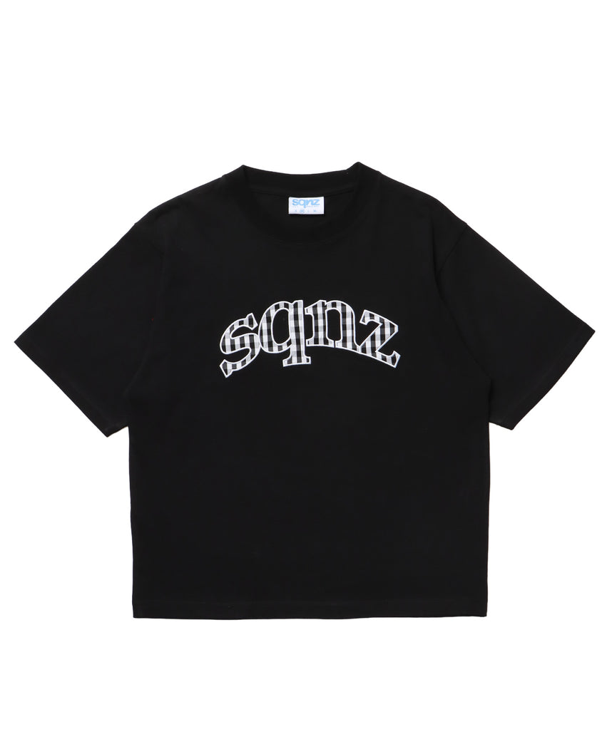 ※WEB限定 / ギンガムチェックワッペン半袖T / sqnz gingham applique tee ブラック